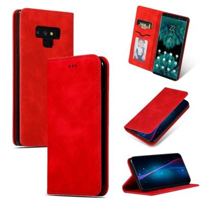 Retro huid voelen Business magnetische horizontale Flip lederen case voor Galaxy Note 9 (rood)