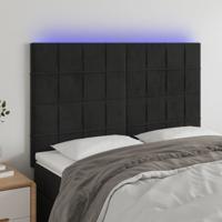Hoofdbord LED 144x5x118/128 cm fluweel zwart - thumbnail