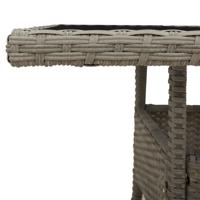Tuintafel met glazen blad 80x80x75 cm poly rattan lichtgrijs - thumbnail