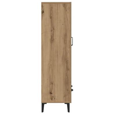 Hoge kast 70x31x115 cm bewerkt hout artisanaal eikenkleur