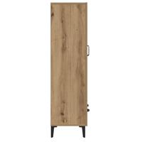 Hoge kast 70x31x115 cm bewerkt hout artisanaal eikenkleur - thumbnail