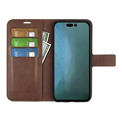Casecentive Leren Wallet case met sluiting iPhone 14 donkerbruin