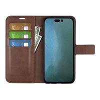 Casecentive Leren Wallet case met sluiting iPhone 14 donkerbruin - thumbnail