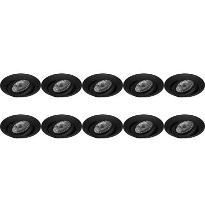Zwarte Aluminium GU10 Inbouwspots 10-Pack - Kantelbaar Ø82mm