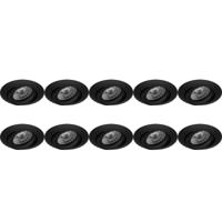 Zwarte Aluminium GU10 Inbouwspots 10-Pack - Kantelbaar Ø82mm - thumbnail