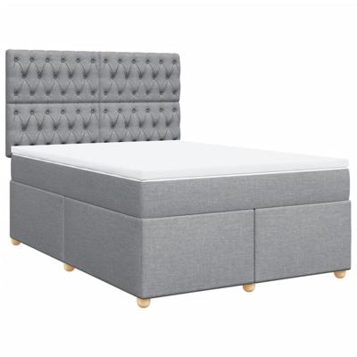 Boxspring met matras stof lichtgrijs 140x200 cm