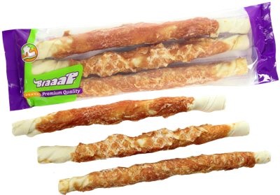 Braaaf Rawhide Twister Kip (3 st.) - 25 cm Braaaf Rawhide Twister Kip (3 st.) - 25 cm
