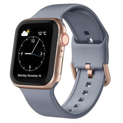 By Qubix - Soft siliconen bandje met gespsluiting - Blauwgrijs - Compatible met Apple Watch 44mm / 45mm / 46mm / 49mm - Compatible Apple watch bandjes
