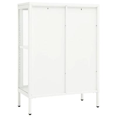 VidaXL Dressoir 75x35x105 cm staal en glas wit
