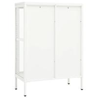 Dressoir 75x35x105 cm staal en glas wit - thumbnail