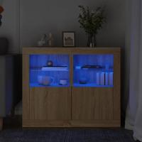 Bijzetkastjes met LED 2 st bewerkt hout sonoma eikenkleurig - thumbnail