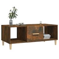 Salontafel 102x50x40 cm bewerkt hout gerookt eikenkleurig - thumbnail