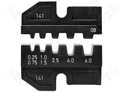 Knipex 97 49 08 Krimpinzetstuk Adereindhulzen 0.25 tot 6 mm² Geschikt voor merk Knipex 97 43 200, 97 43 E, 97 43 E AUS, 97 43 E UK, 97 43 E US Knipex 97 49 08 Krimpinzetstuk Adereindhulzen 0.25 tot 6 mm² Geschikt voor merk Knipex 97 43 200, 97 43 E, 97 43 E AUS, 97 43 E UK, 97 43 E US