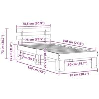 Bedframe met hoofdeinde Bruin 75 x 190 cm Massief grenenhout - thumbnail