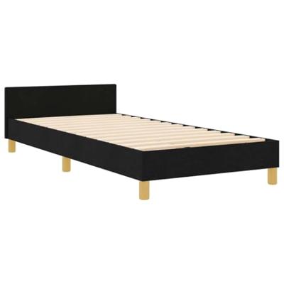 Bedframe met hoofdeinde Zwart 90 x 190 cm Stof