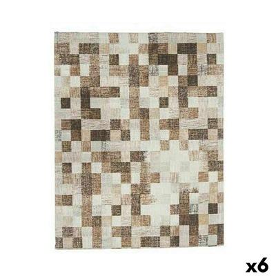 Tafelkleed Dun canvas Anti-vlek Ruiten 140 x 180 cm Beige (6 Stuks)