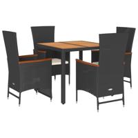 5-delige Tuinset met kussens poly rattan zwart - thumbnail