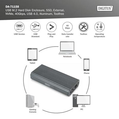 Digitus DA-71158 behuizing voor opslagstations SDD-behuizing Grijs M.2