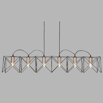 Searchlight Eetkamer hanglampAnthea 6-lichts zwart met roodkoper - 8416-6BK