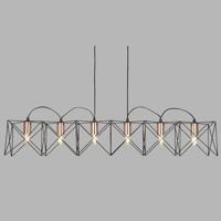 Searchlight Eetkamer hanglampAnthea 6-lichts zwart met roodkoper - 8416-6BK - thumbnail