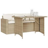 2-delige Tuinset met kussens poly rattan beige - thumbnail