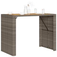 Tuintafel met acaciahouten blad 145x80x110 cm poly rattan grijs - thumbnail