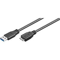 Ewent Kabel USB 3.0 type A/stekker naar A/Micro, dubbel afgeschermd AWG 28 in koper, overdrachtssnelheid tot 5 GMbit, zwart 1,80 m zwart - thumbnail