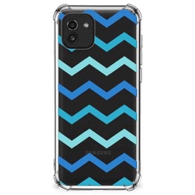 Samsung Galaxy A03 Doorzichtige Silicone Hoesje Zigzag Blauw Samsung Galaxy A03 Doorzichtige Silicone Hoesje Zigzag Blauw