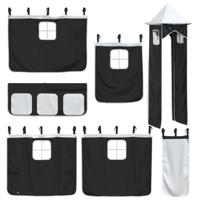 Stapelbed met glijbaan en gordijnen wit en zwart 80x200 cm - thumbnail