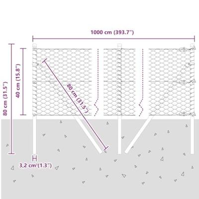 VidaXL Afrasteringspaal grijs 10 x 0,4 m (36 mm gaas) staal en pvc
