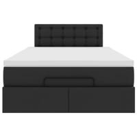 Bed poef met matrassen en LED's 140x200cm kunstleer zwart - thumbnail
