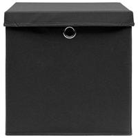 Opbergboxen met deksel 4 st 32x32x32 cm stof zwart - thumbnail