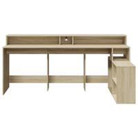 Bureau met LED-verlichting 200x104x91 cm hout sonoma eikenkleur - thumbnail