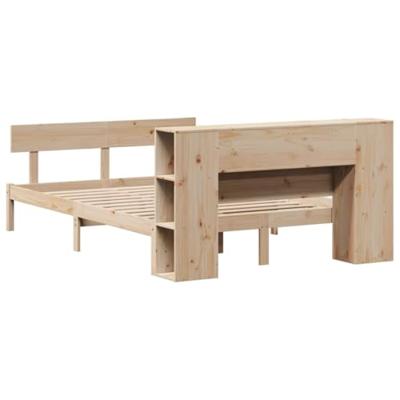 Bed met boekenkast zonder matras massief grenenhout 140x190 cm - thumbnail