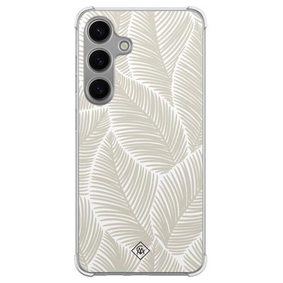 Samsung Galaxy S24 Plus shockproof hoesje - Palmy leaves beige Samsung Galaxy S24 Plus shockproof hoesje - Palmy leaves beige