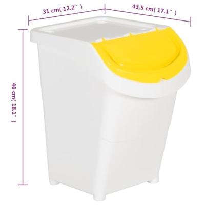 Afvalbakken met deksels stapelbaar 3 st PP 120 L wit