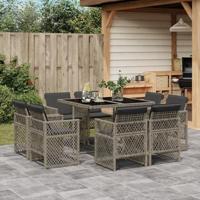 9-delige Tuinset met kussens poly rattan grijs - thumbnail