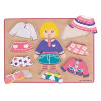 Bigjigs houten aankleedpuzzel meisje, 10st. - thumbnail