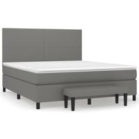 Boxspring met matras stof donkergrijs 180x200 cm - thumbnail