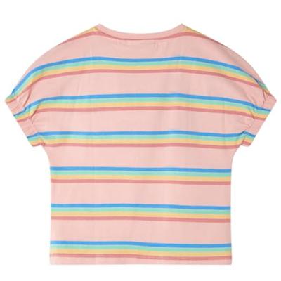 Kindershirt met regenboogstrepen 128 perzikkleurig Kindershirt met regenboogstrepen 128 perzikkleurig