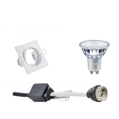 GU10 Inbouwspot Set - Mat Wit - Inbouw Vierkant - Kantelbaar - Philips - MASTER 927 36D VLE - DimTone Dimbaar - 4.9W - Warm Wit 2200K-2700K - 80mm