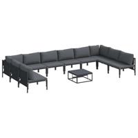 Tuinbankenset met kussen 11 pcs Zwart Staal - thumbnail
