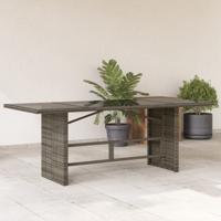 Tuintafel met glazen blad 190x80x75 cm poly rattan grijs - thumbnail