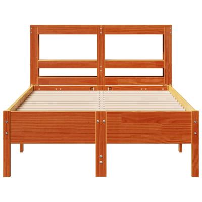 Bedframe zonder matras massief grenenhout wasbruin 120x190 cm