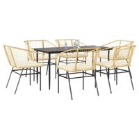 7-delige Tuinset met kussens poly rattan glas bruin - thumbnail