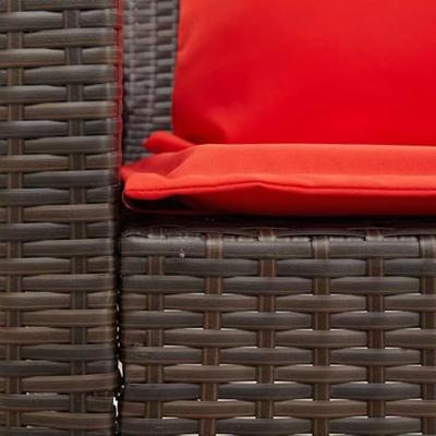 Tuinbank 5-zits met kussens poly rattan bruin