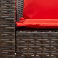 Tuinbank 5-zits met kussens poly rattan bruin - thumbnail