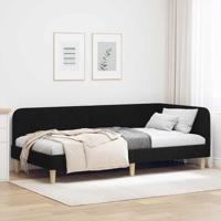 Hoekbedframe met hoofdeinde Zwart 90 x 190 cm Stof - thumbnail