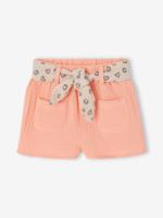 Short voor babymeisjes met bedrukte riem koraal - thumbnail