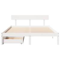 Bedframe zonder matras massief grenenhout wit 140x190 cm - thumbnail